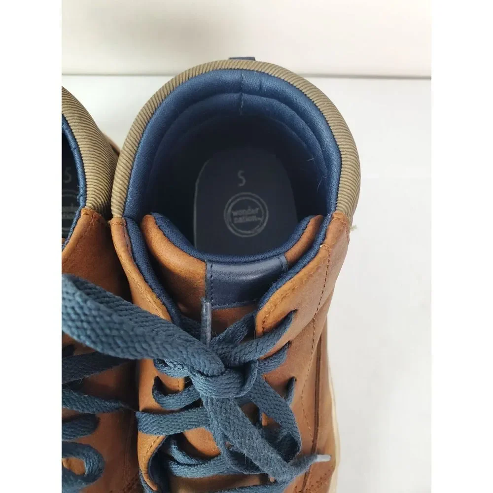 Wonder Nation Boys Brown Faux Leather Boots‎ Size 5 Lace-Up
